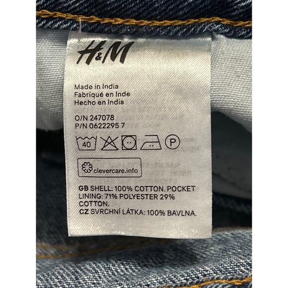 H&M Women's Blue High Waist Frayed Raw Hem Mini Denim Jeans Pencil Skirt Size 4 - Picture 5 of 5